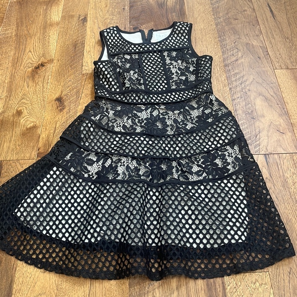 Blush Girl’s Lace Mesh Black Dress Size 12